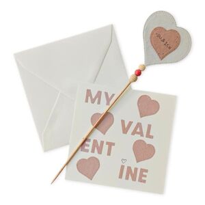 Karte mit Liebesbotschaft & Herz-Einstecker "MY VALENTINE"--werky